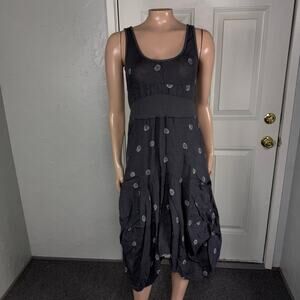 Inizio Women's Magic Dress Lagenlook Small Pockets Polka Dot Linen Italy QQ8